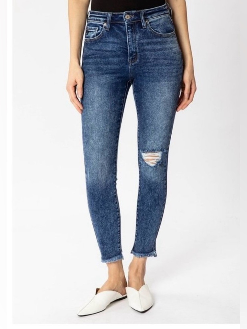 KanCan High Rise Fray Ankle Jeans Distressed Acid Wash Denim KC7822D Size 11/29